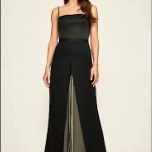 Tadashi Shoji Black Seaton Chiffon Panel Pant